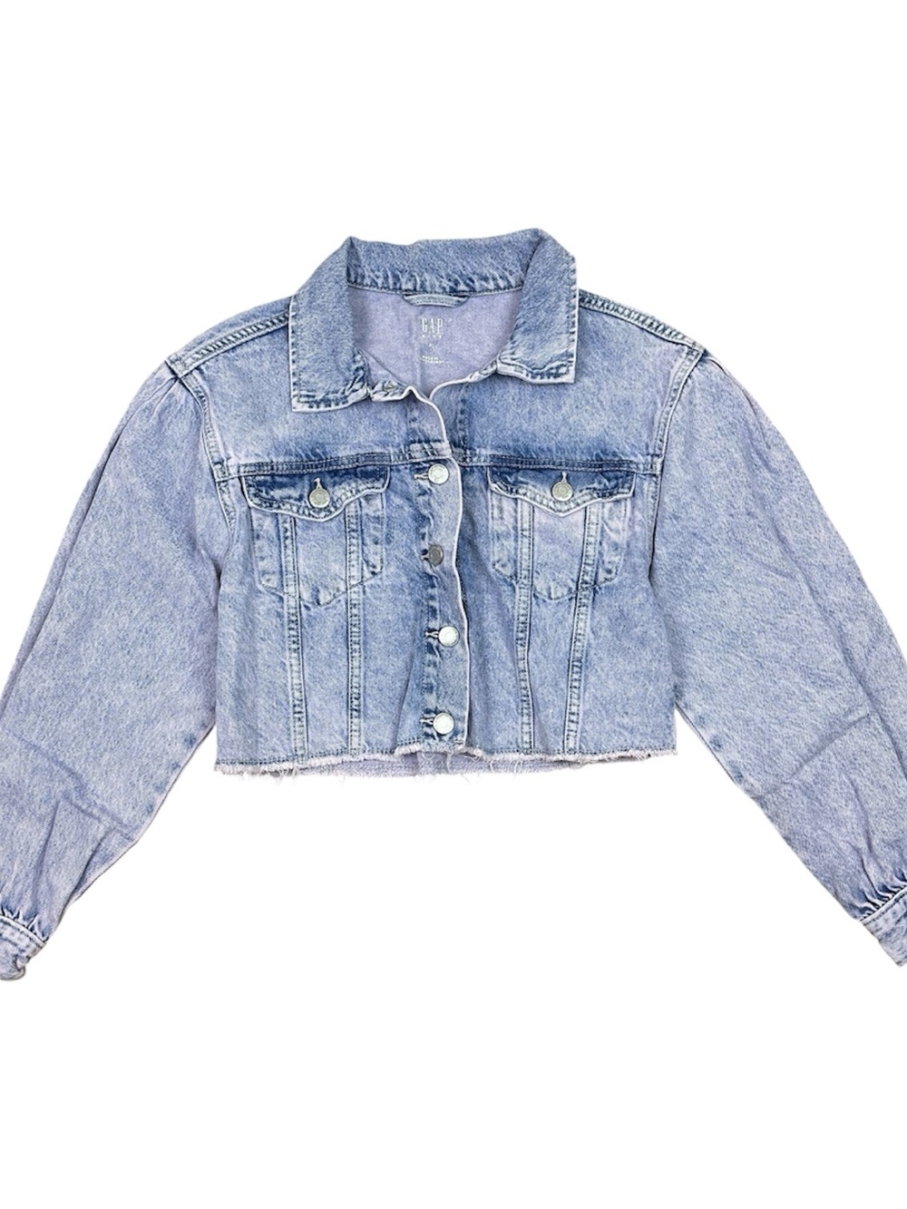 GAP Kids Grunge Cropped Light Purple Denim Jacket